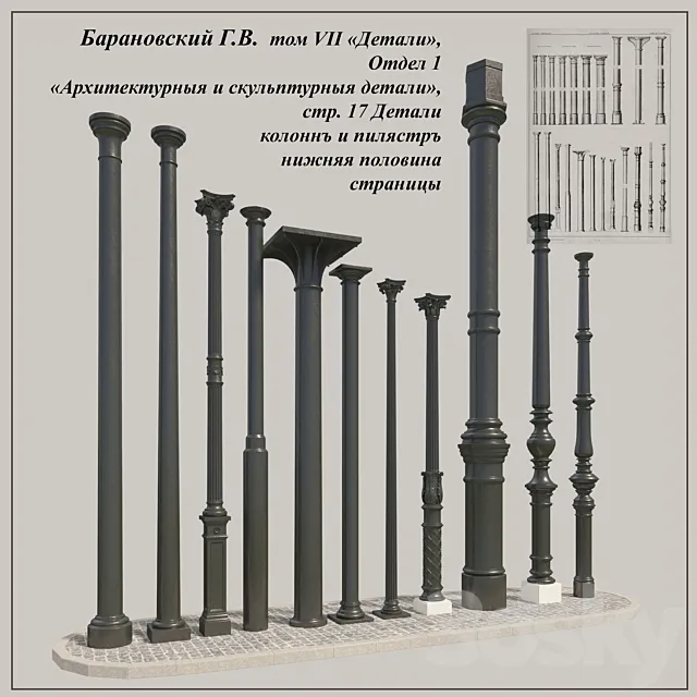GV Baranovsky. Volume VII of. Unit 1. pp. 17. cast iron columns of the 2nd 3DModel