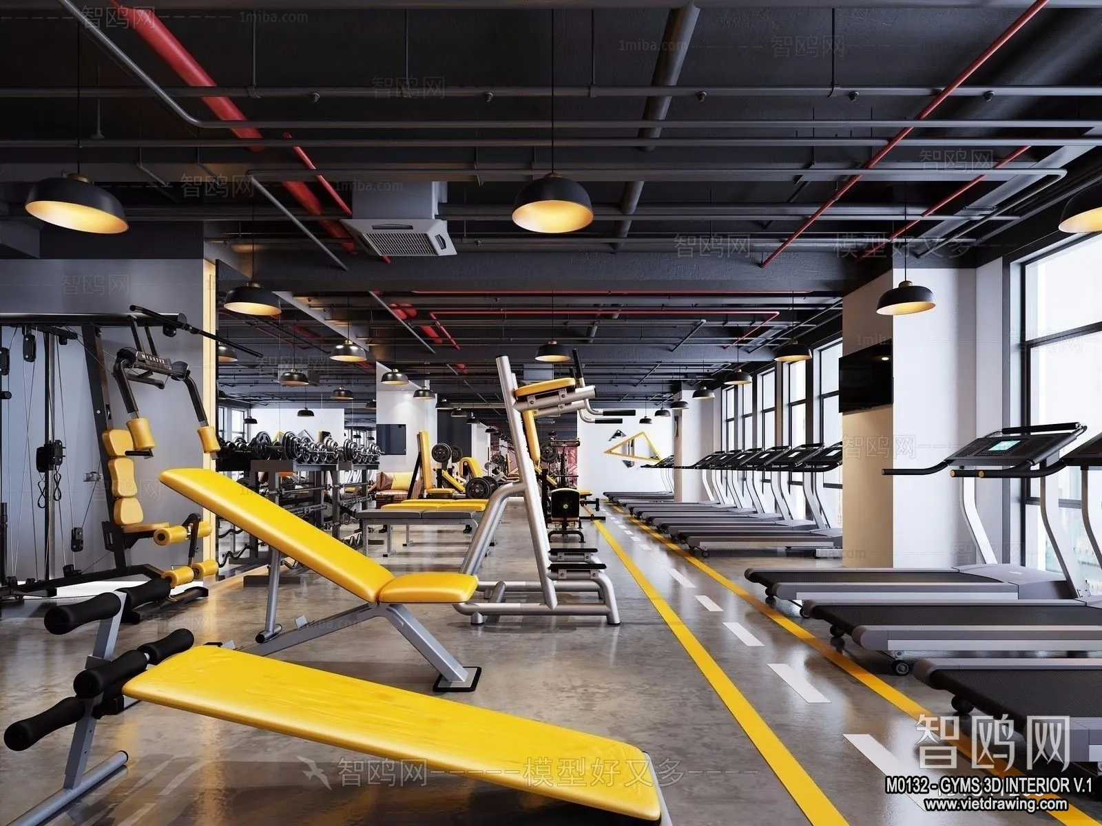 GYM - 3D Interior Scene - 3D Models - 100