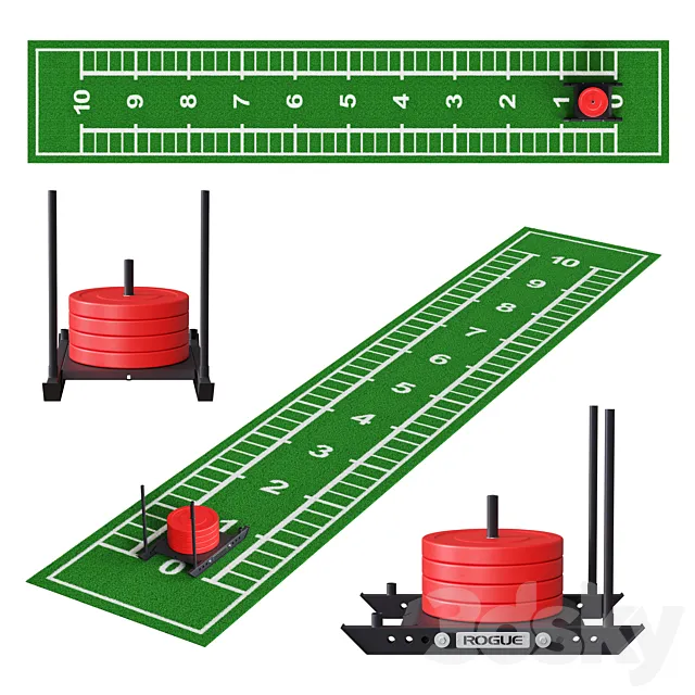 Gym Sports Flooring - Grass Track and Sled 3D Model