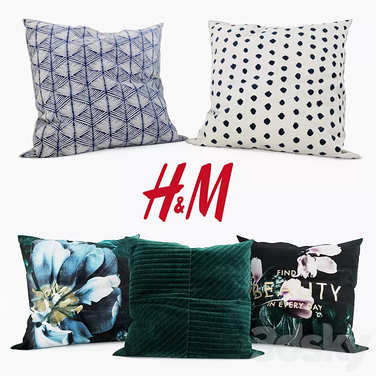 H & M Home - Decorative Pillows set 12 3D Model