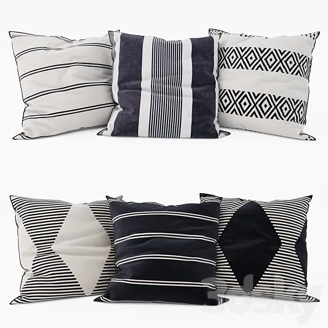 H & M Home - Decorative Pillows set 19 3DModel