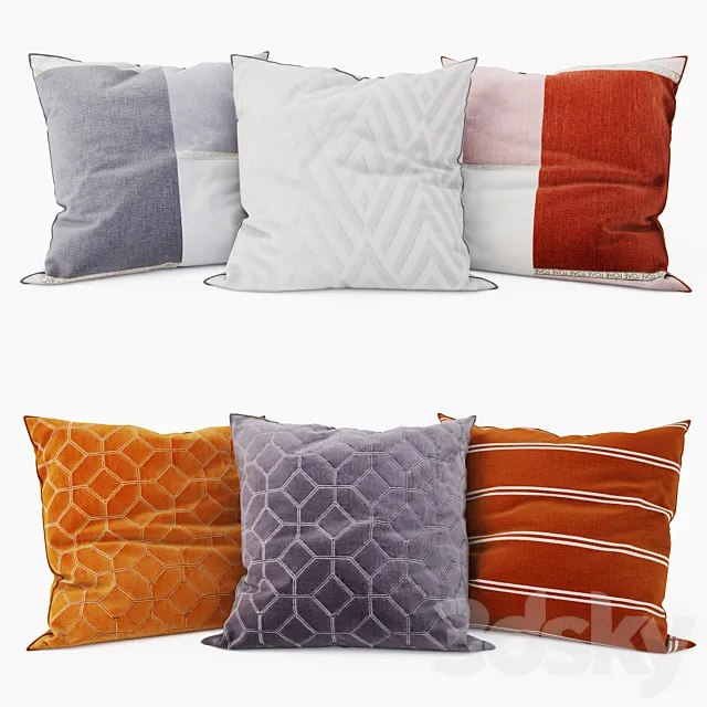 H & M Home - Decorative Pillows set 20 3DModel