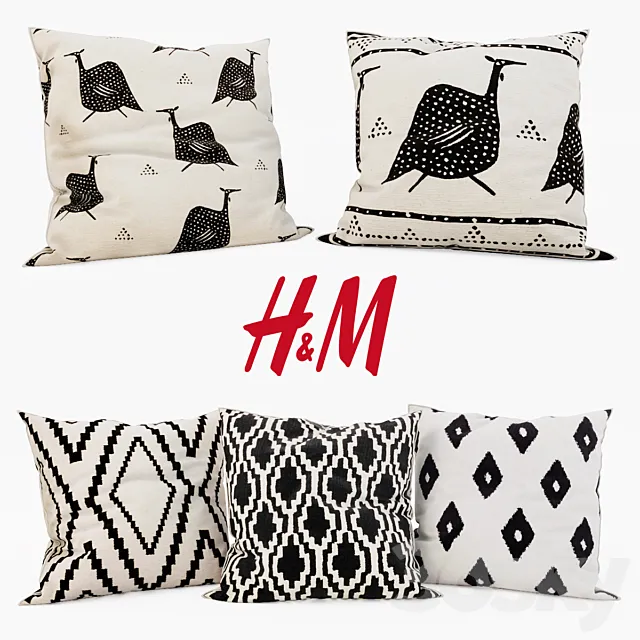H & M Home - Decorative Pillows set 4 3DModel