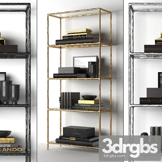 Haddeus forged brass & glass open shelving 2 3D Model Free
