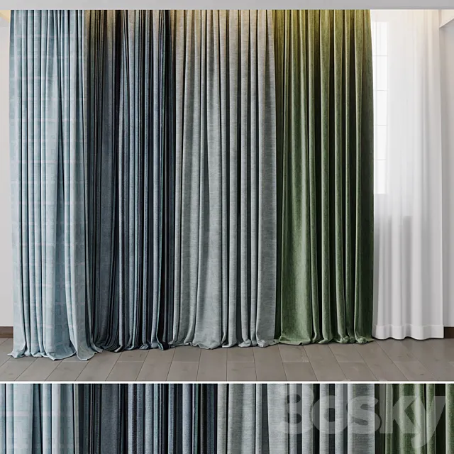 Hadi Curtains 40 - collection of green and blue curtains with patterns Free Download
