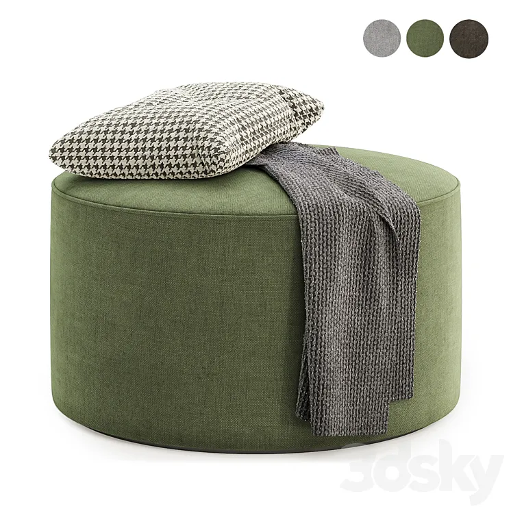 Hadleigh Fabric Large Round Stool 3D Model Free
