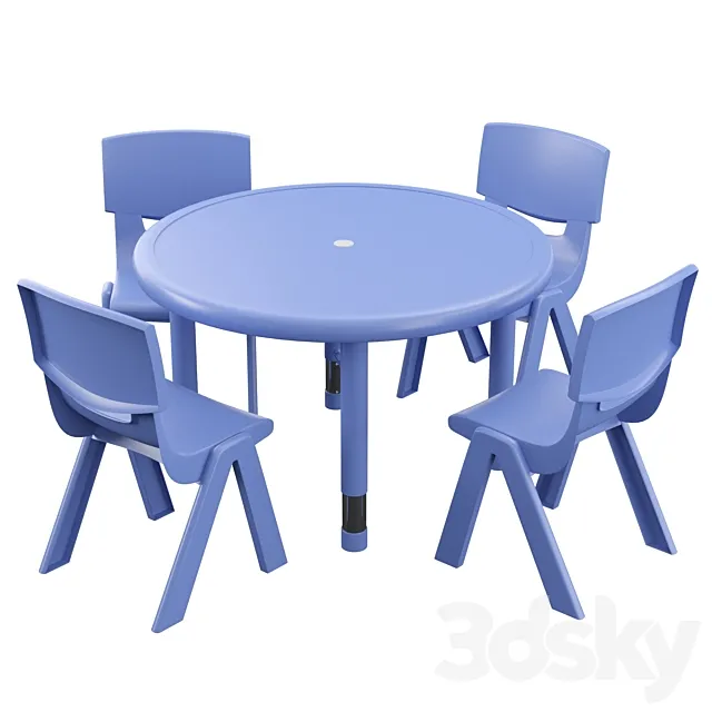 Hafner 5 Piece Circular Activity Table 3DModel