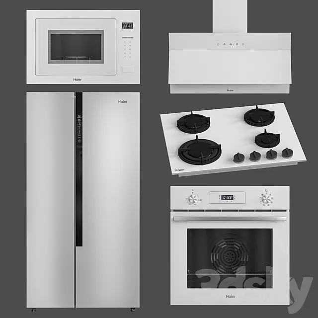 Haier kitchen set white 3D Model
