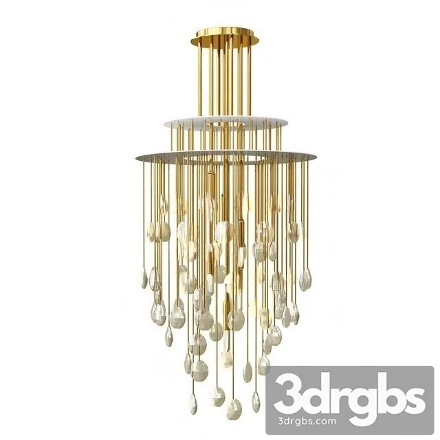 Hailee Med Chandelier Natural Brass Crystal 3D Model Free