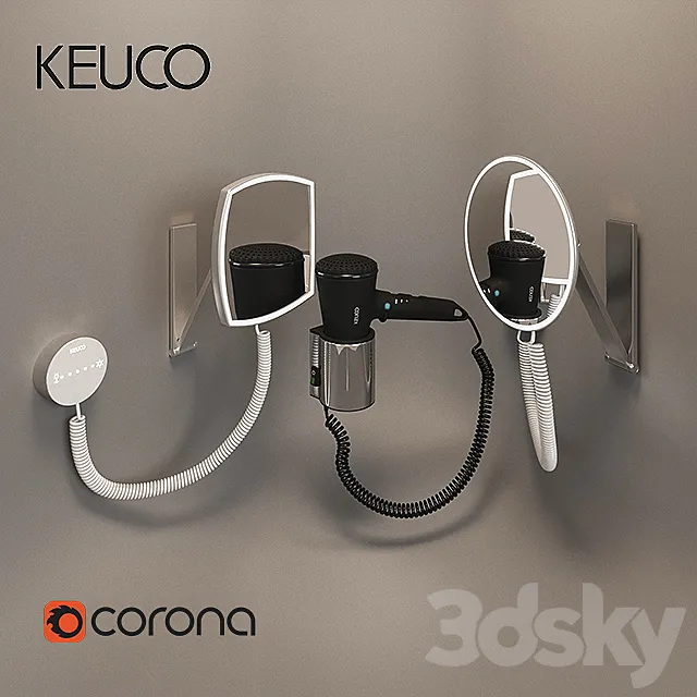Hair dryer Cosmetic mirror Keuco 3D Model