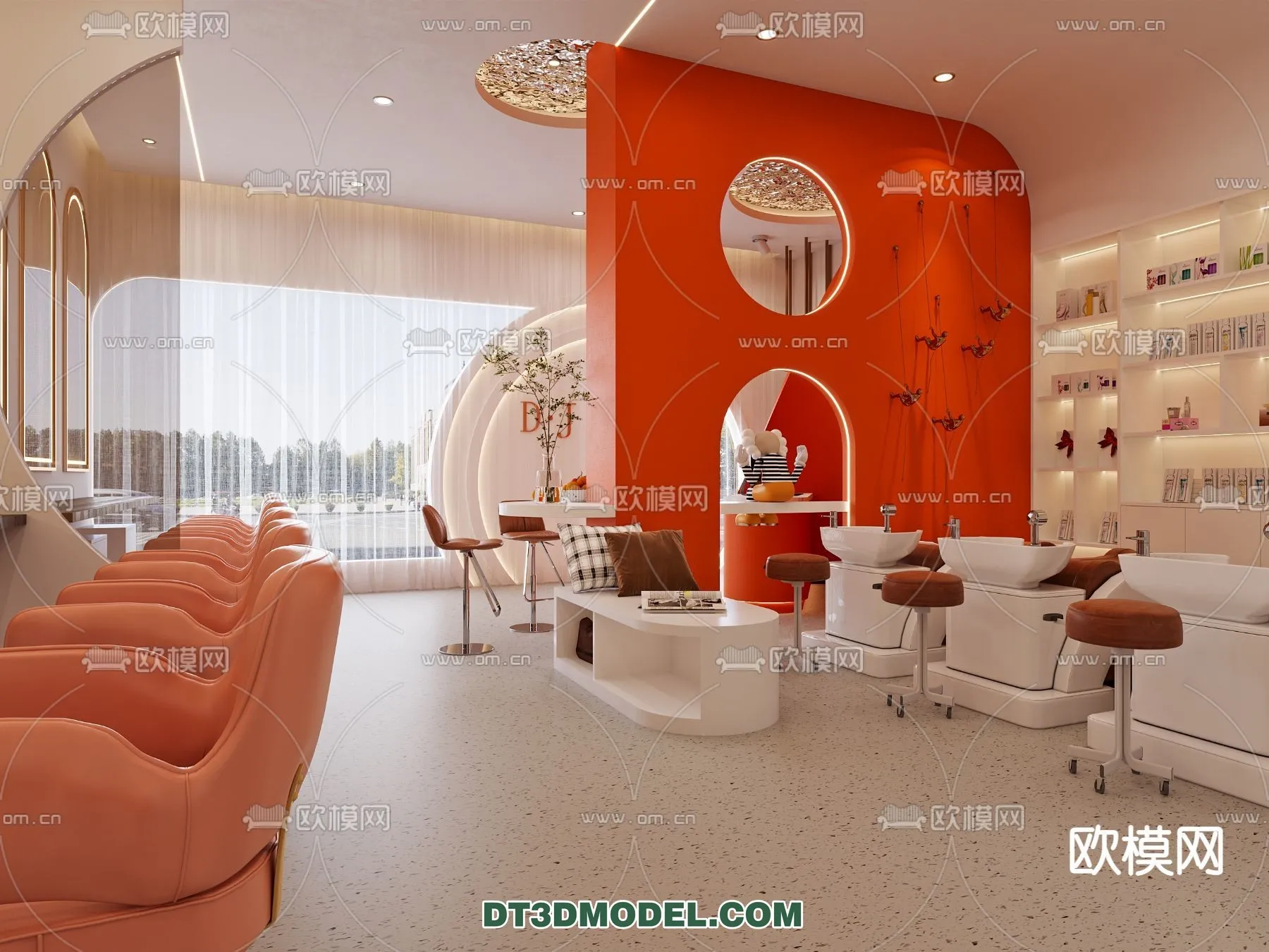 Hair Salon - 3D Interior Scene - 008