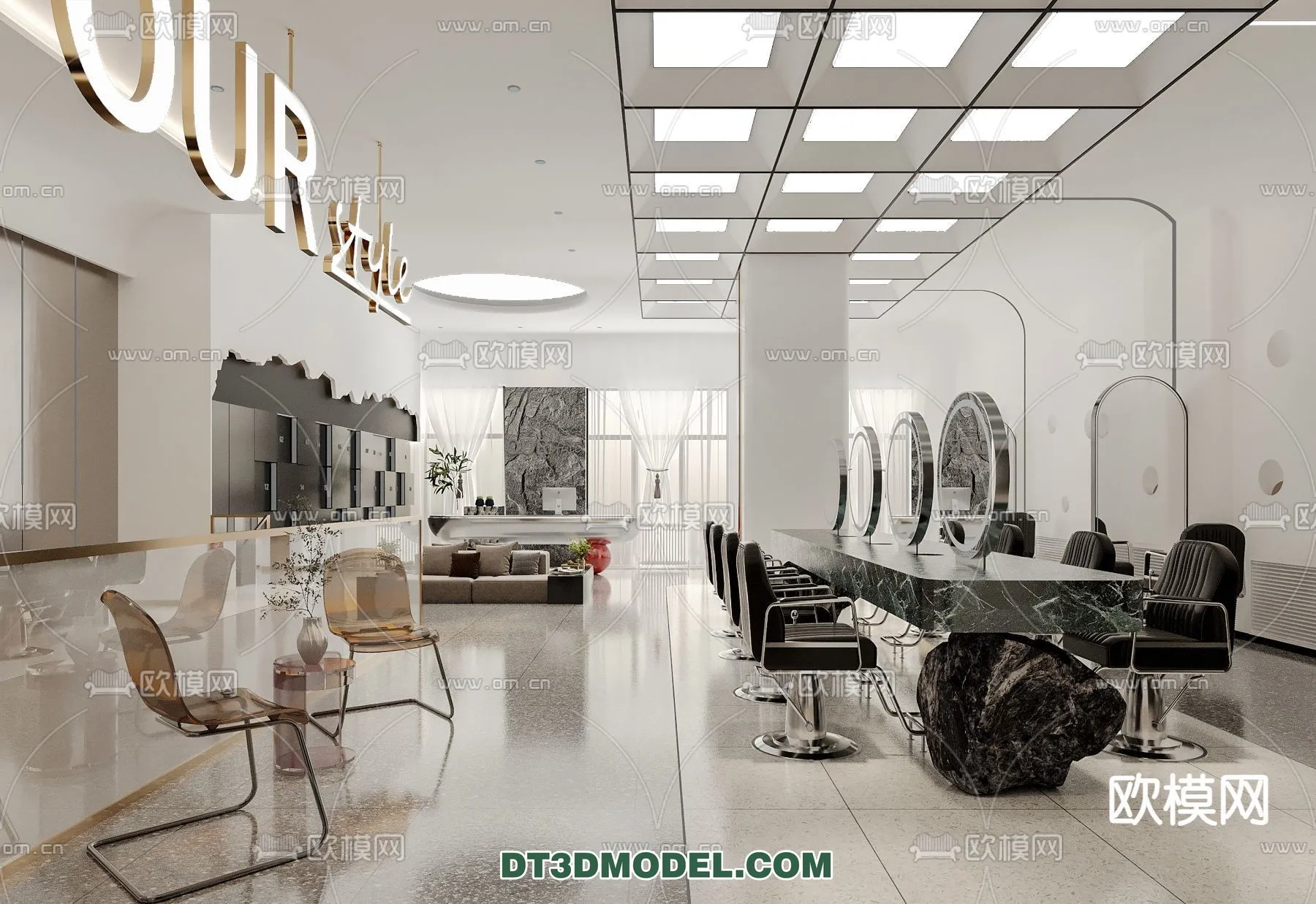 Hair Salon - 3D Interior Scene - 023