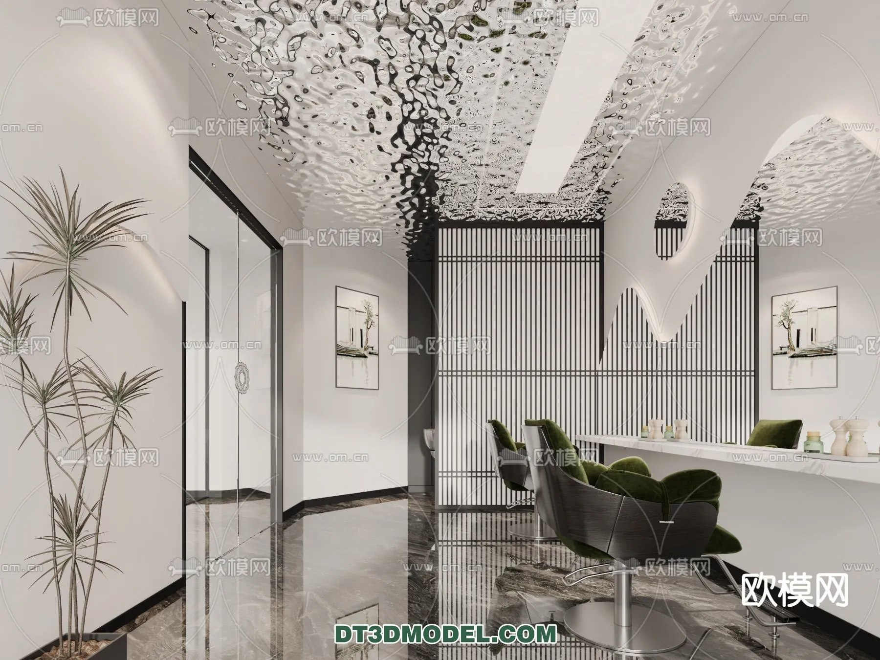 Hair Salon - 3D Interior Scene - 035