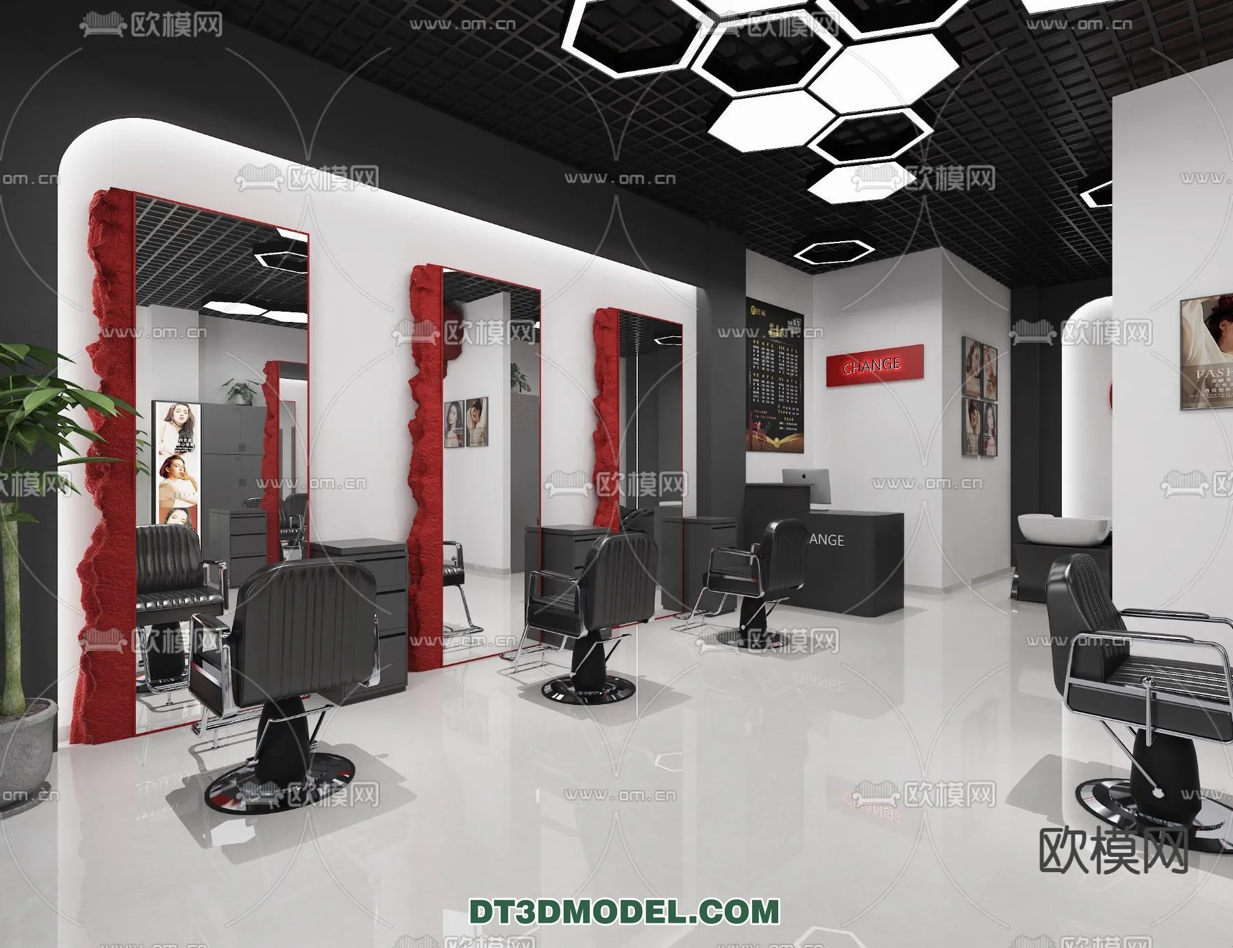 Hair Salon - 3D Interior Scene - 041