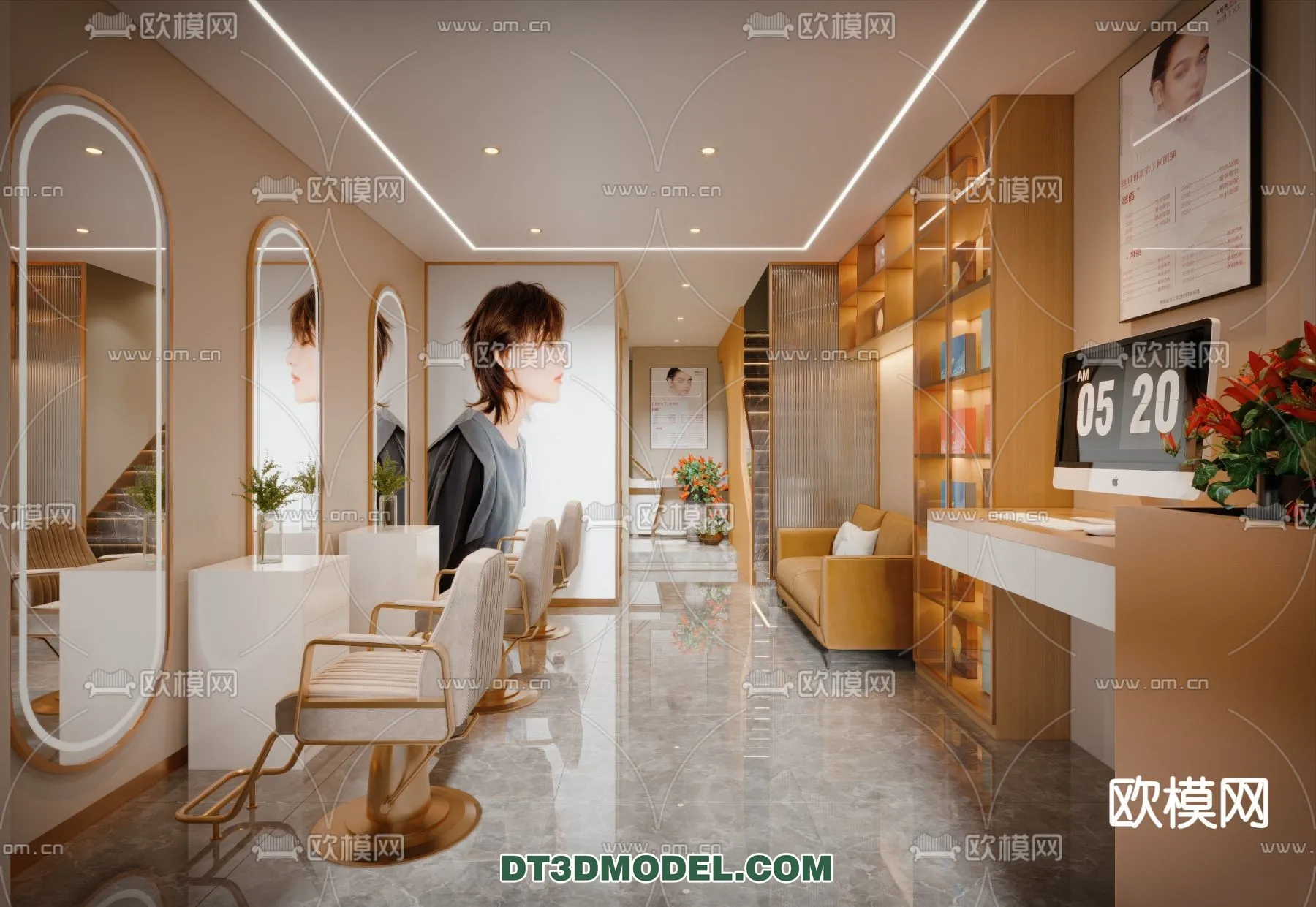 Hair Salon - 3D Interior Scene - 058