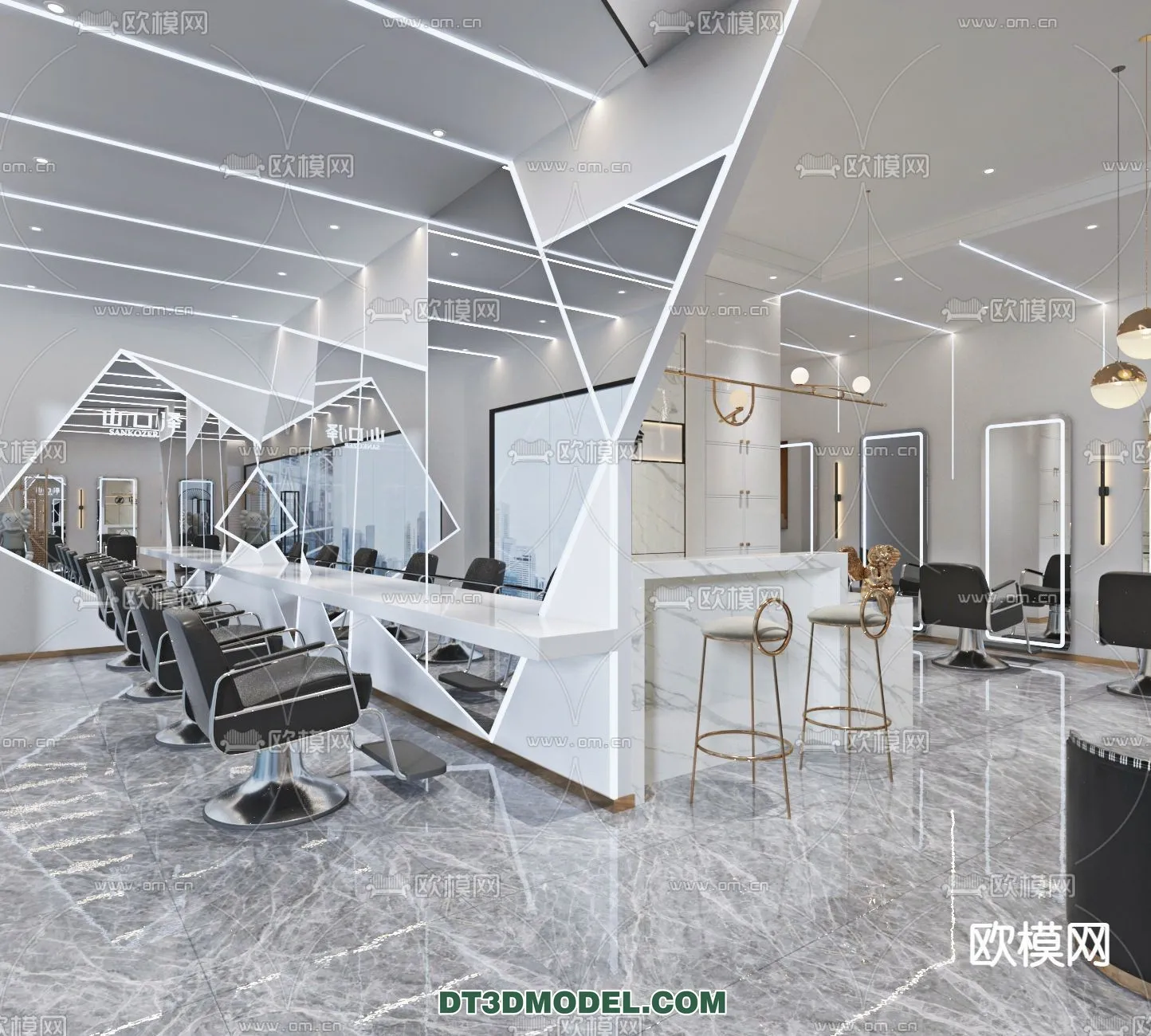 Hair Salon - 3D Interior Scene - 065