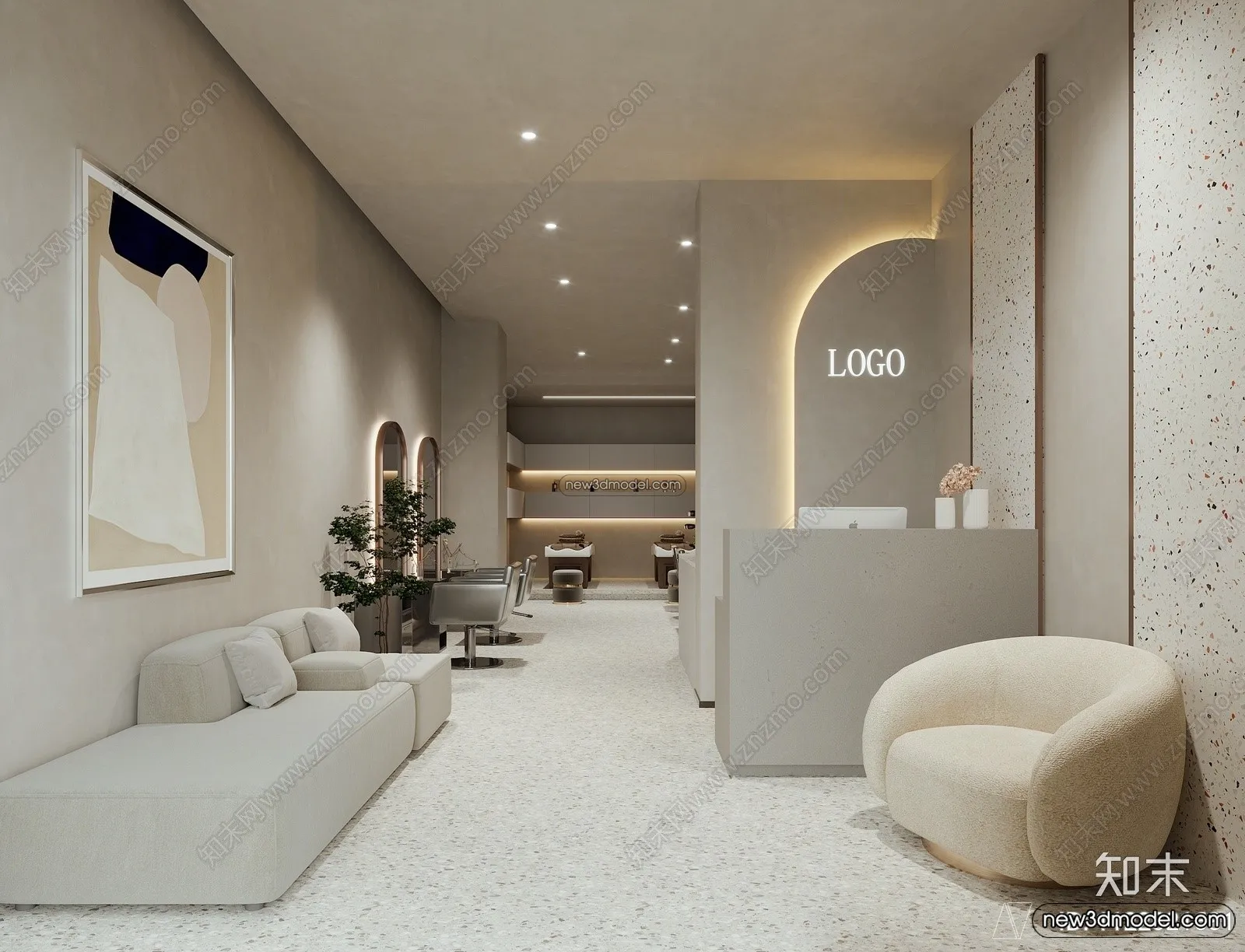 Hair Salon - 3D Interior Scene - 3D Models - 012