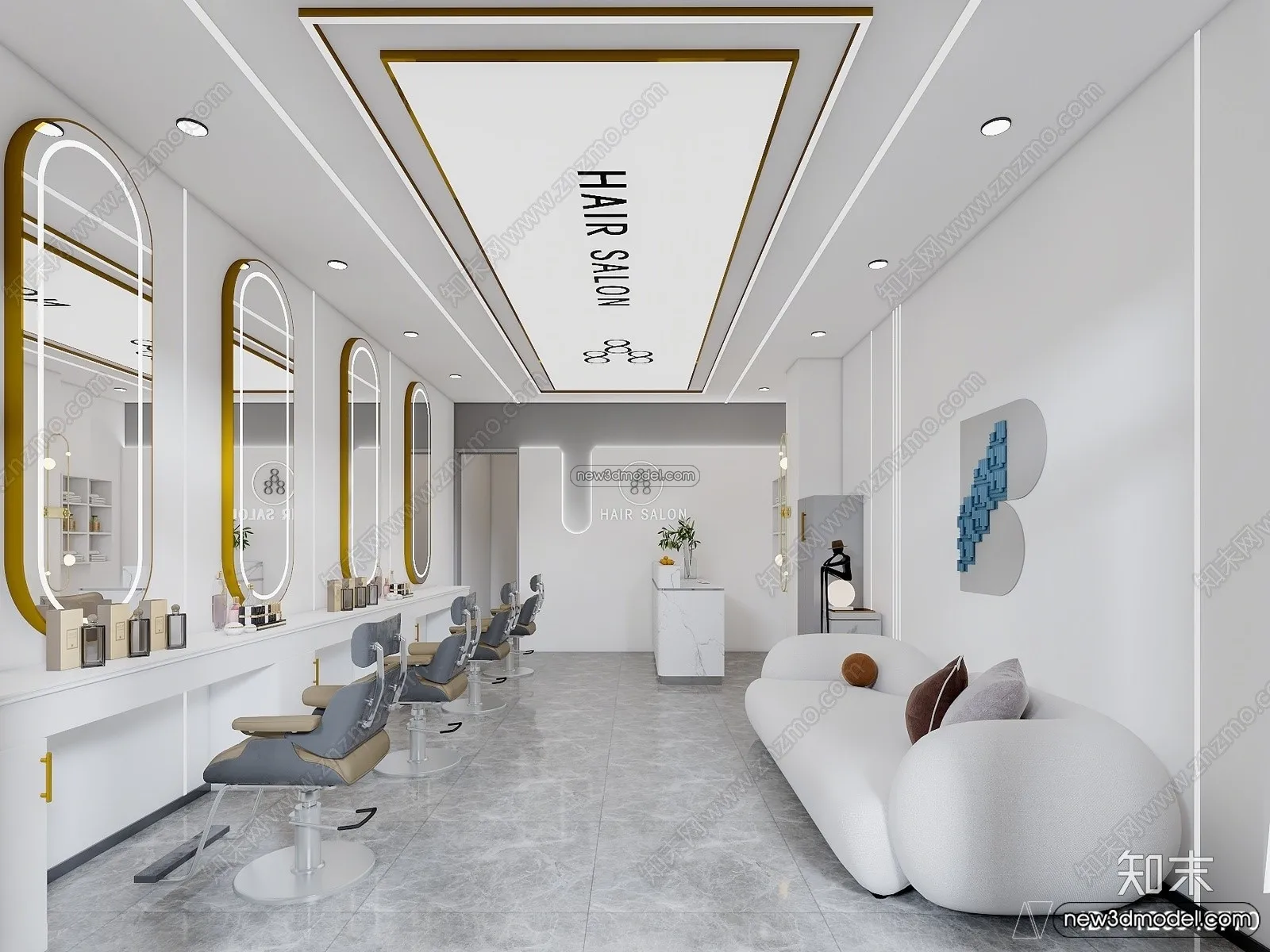 Hair Salon - 3D Interior Scene - 3D Models - 024