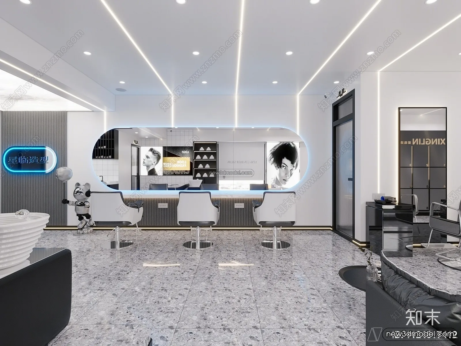 Hair Salon - 3D Interior Scene - 3D Models - 043