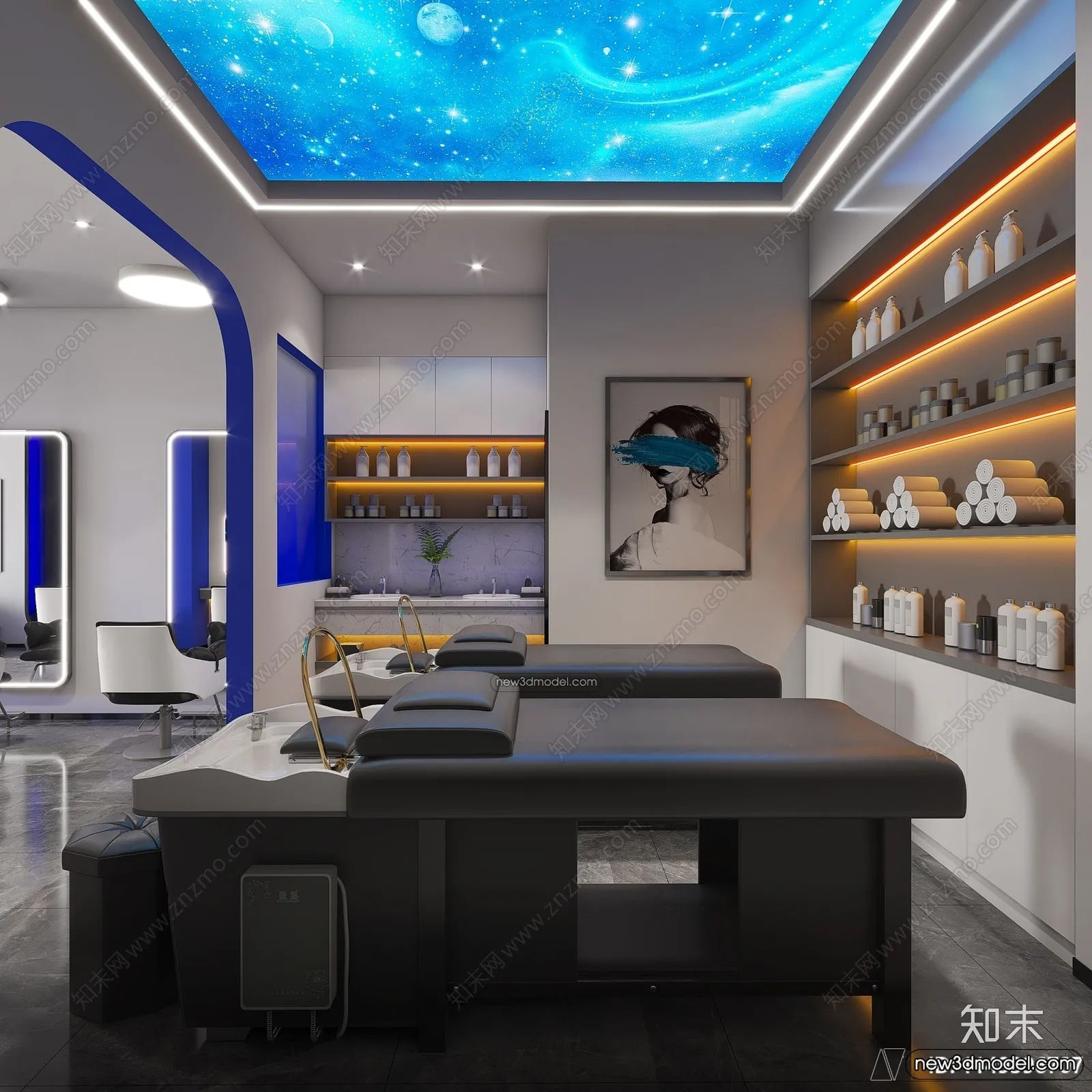 Hair Salon - 3D Interior Scene - 3D Models - 046