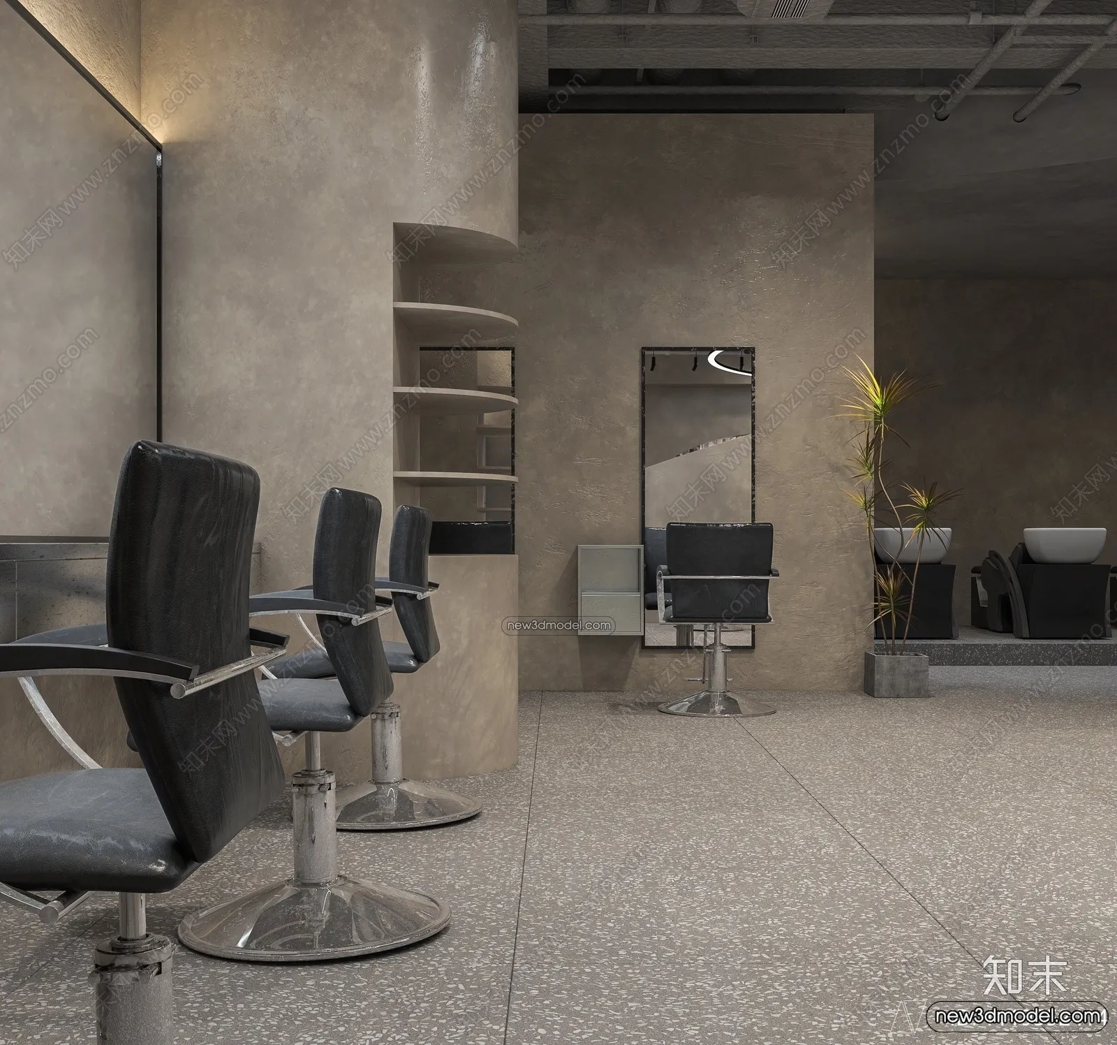 Hair Salon - 3D Interior Scene - 3D Models - 074