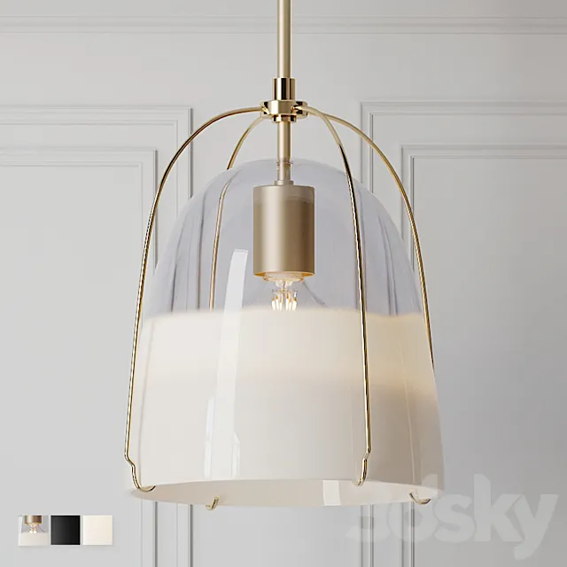 HALEIGH 8" CLEAR & OPAL SPLIT GLASS DOME PENDANT 3DModel