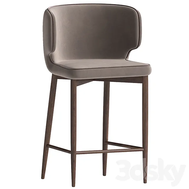 Half-bar chair Mateo with champagne piping 3D Model