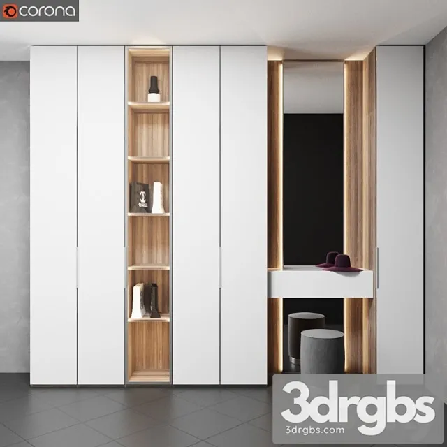 Hall wardrobe olivieri glass 2 3D Model Free