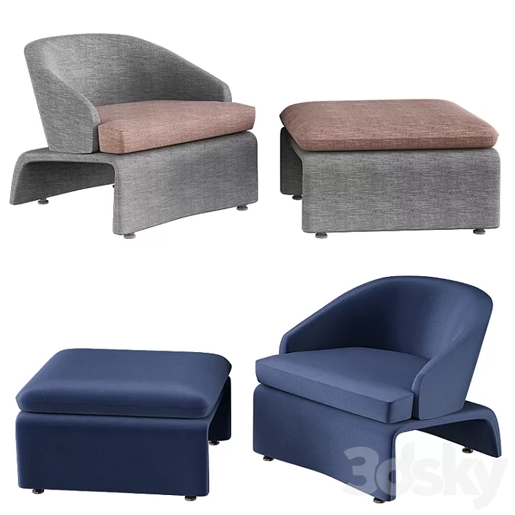 HALLEY Armchair Halley Collection By Minotti 3D Model