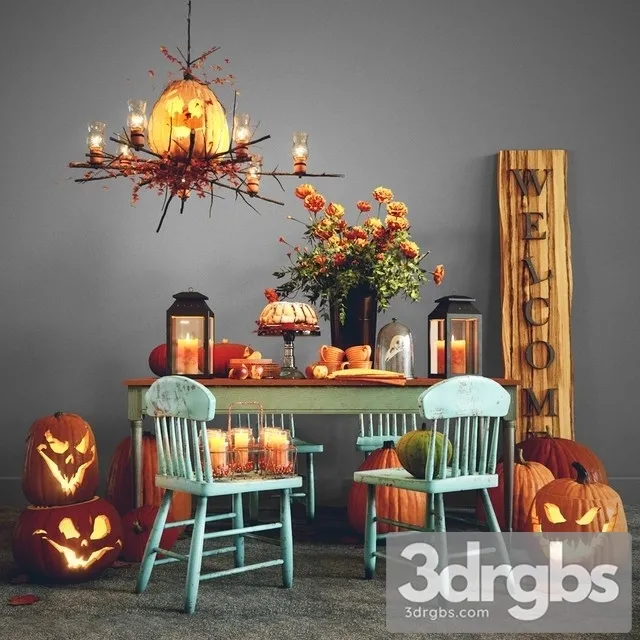 Halloween Decorative Set 3D Model Free
