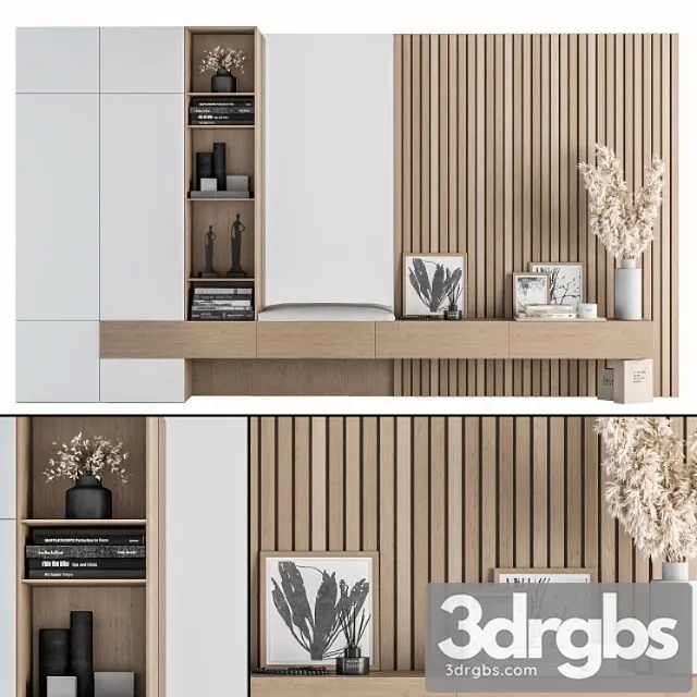 Hallway 09- wood and white set 2 3D Model Free