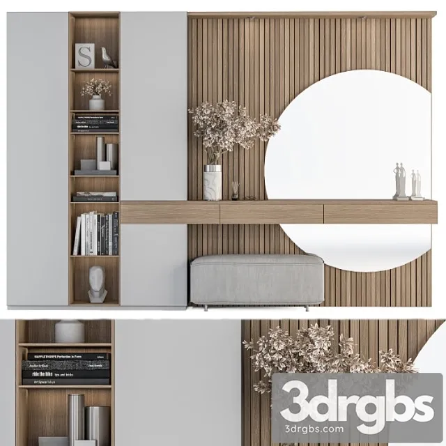 Hallway 23 - white and wood set 2 3D Model Free