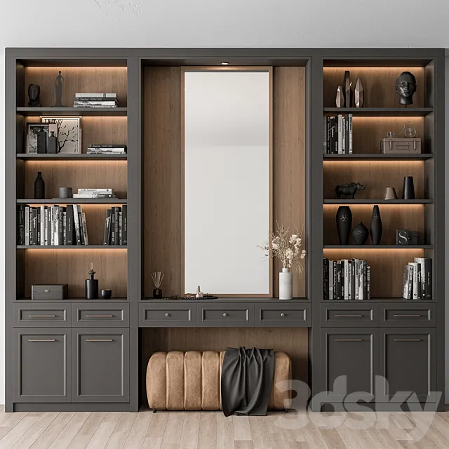 Hallway 34 - Classic Black and Wood Entrance 3D Model