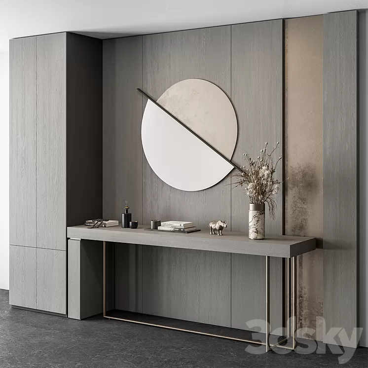 Hallway 41 - Gray Wood and Gold Entrance 3D Model