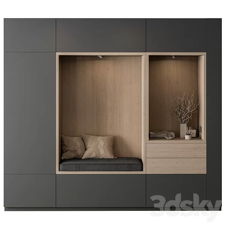 Hallway 45 - Gray and Wood Entrance 3D Model