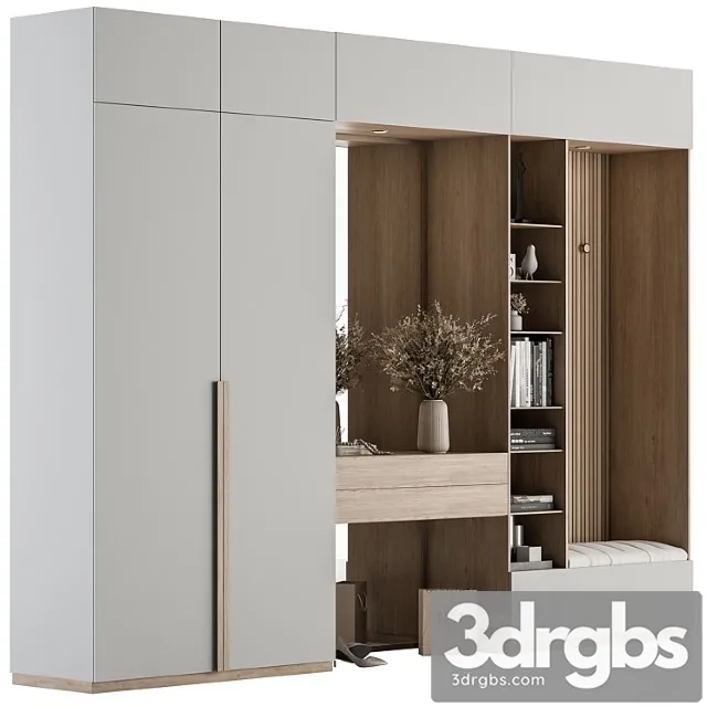 Hallway 48 White and Wood Entrance 3D Model Free