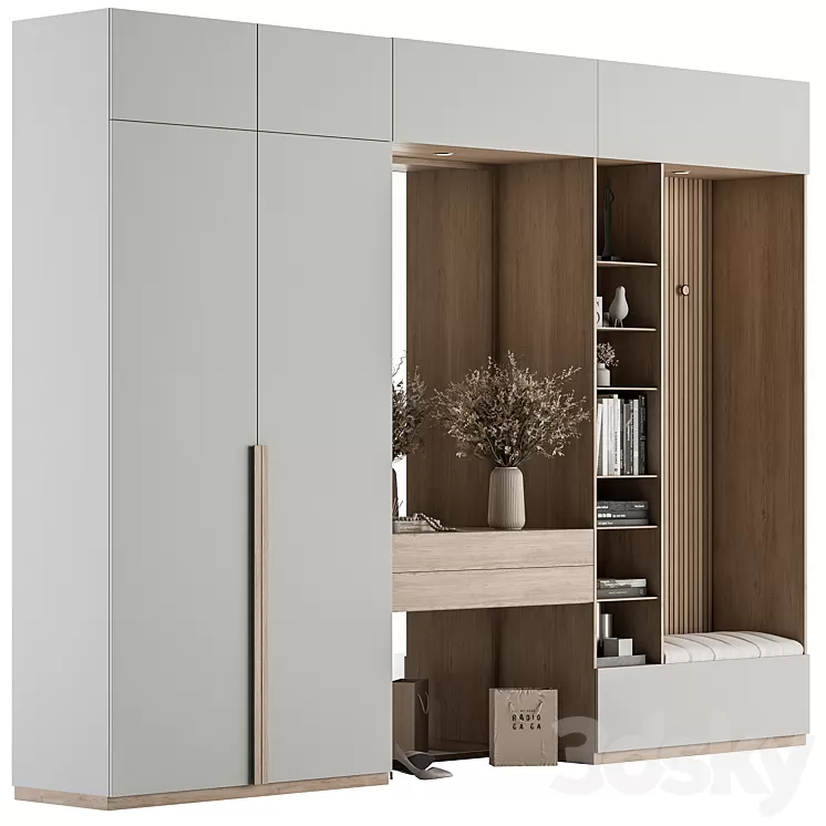 Hallway 48 - White and Wood Entrance 3D Model Free