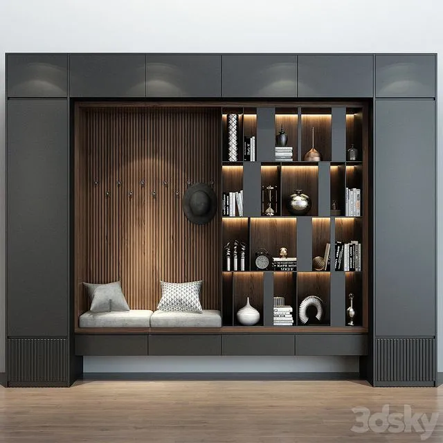 Hallway Furniture Cabinet Set 494 3D Model