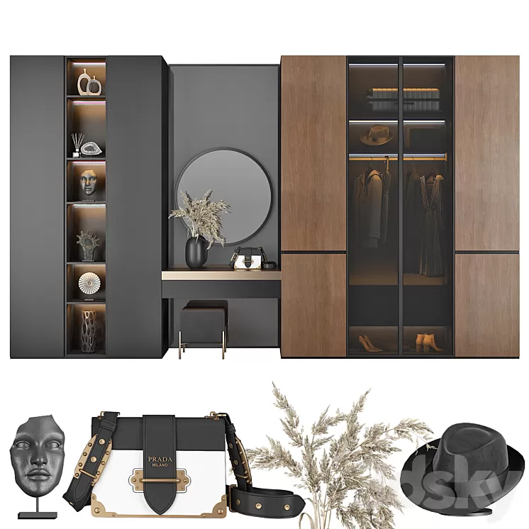 Hallway furniture composition 102 3D Model Free