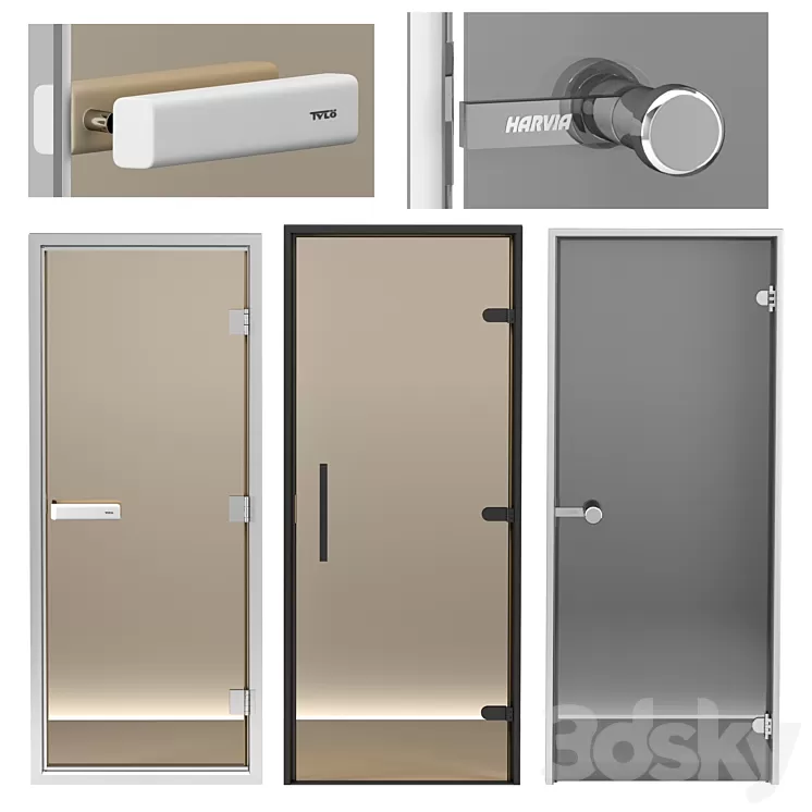 Hamam Turkish Sauna Glass Doors 3D Model