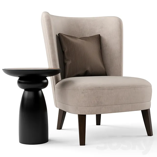 Hamilton. GABRIEL chair & THÉA table. 3D Model