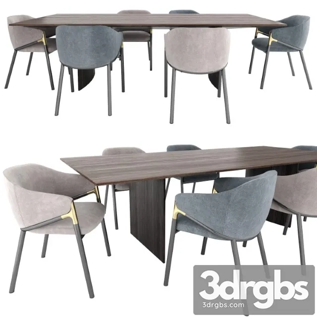 Hammer Guest Chair and Minotti Linha Table 3D Model Free