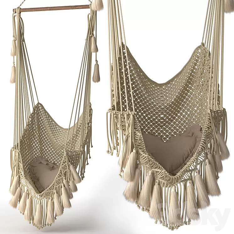 Hammock chair outboard with fringe 3D Model