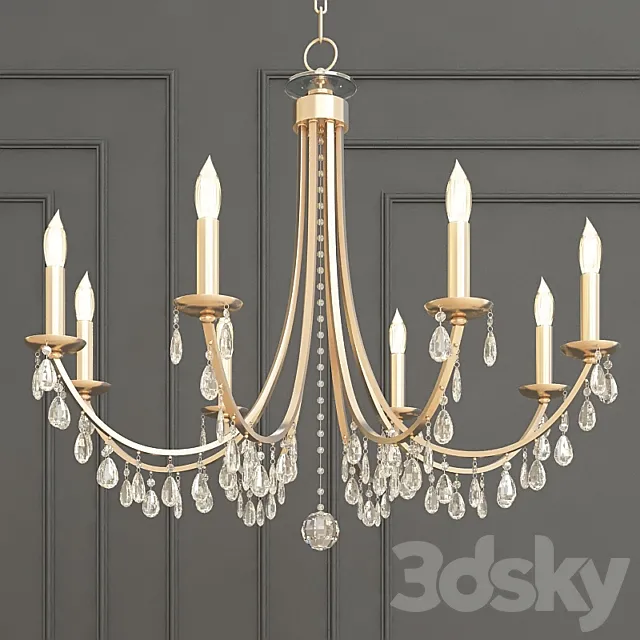 Hampton 8-Light Drum Shade Chrome Chandelier 3D Model