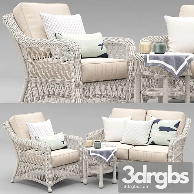 Hampton seating in ivory finish 2 3D Model Free