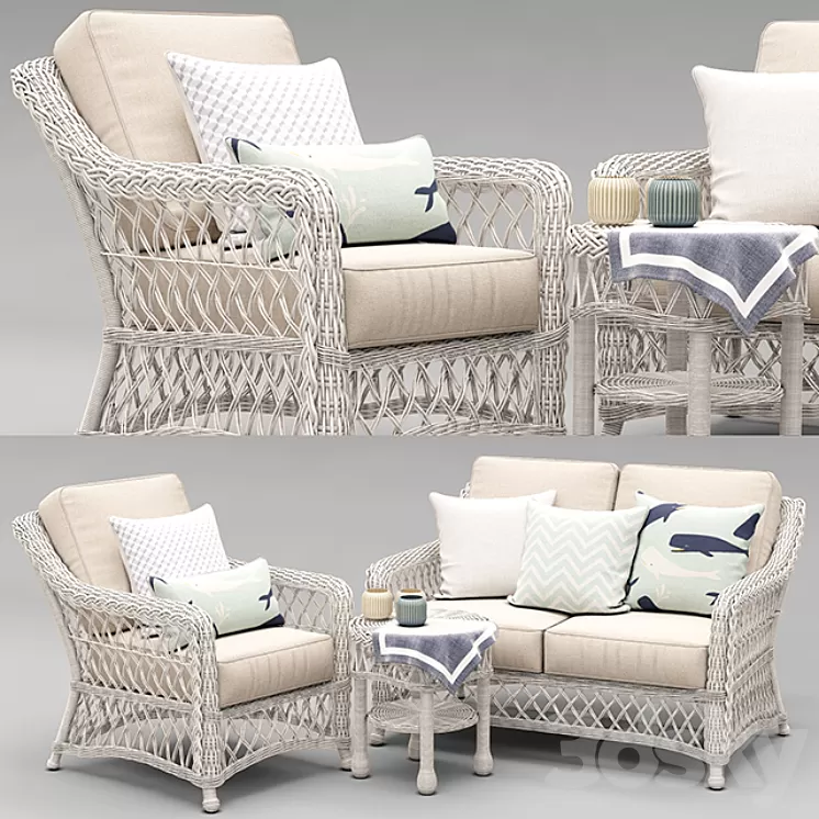 HAMPTON SEATING IN IVORY FINISH 3D Model