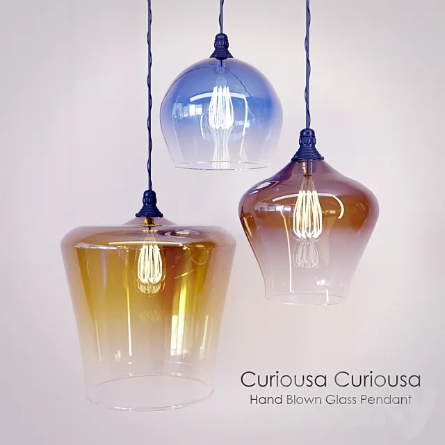 Hand Blown Glass Pendant Curiousa 3D Model