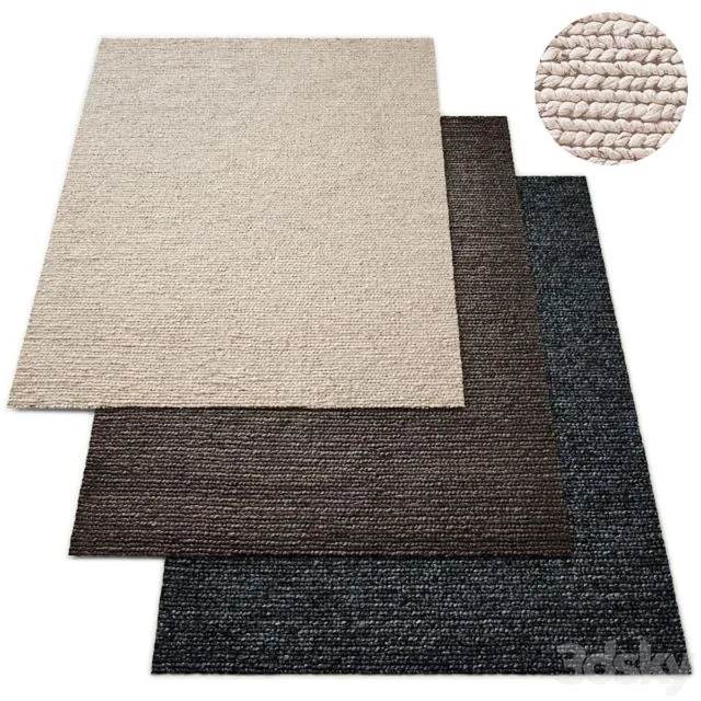 Hand-Braided Textured Wool Rug RH Collection 3D Model