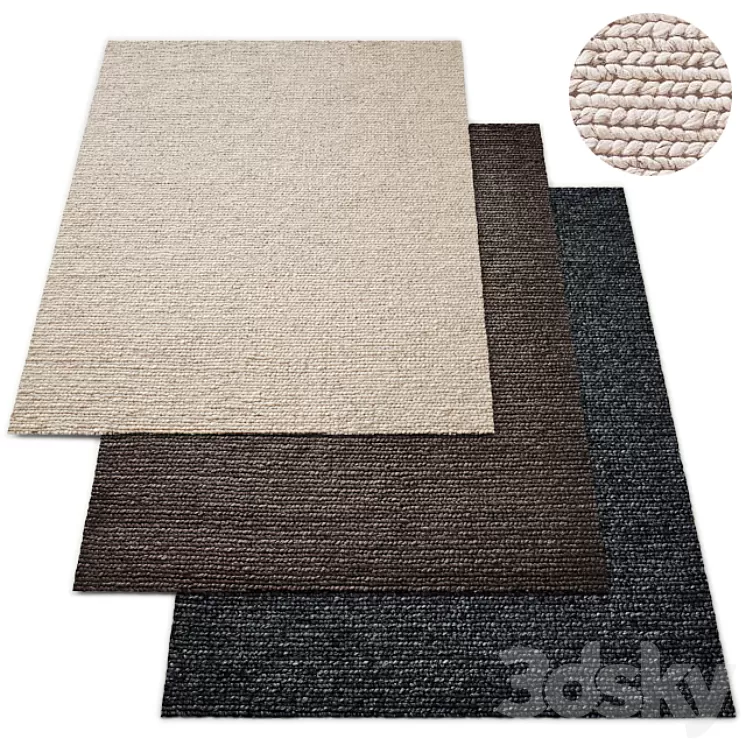 Hand-Braided Textured Wool Rug RH Collection 3D Model