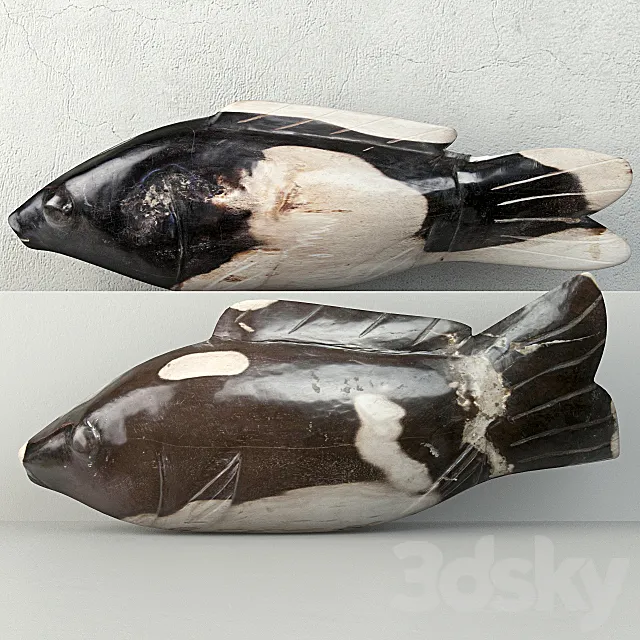 Hand Carved Petrified Wood Koi Fish 3DModel
